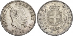 Vittorio Emanuele II re d’Italia, 1861-1878. 

Lira 1861 Firenze. Pagani 510. MIR 475.
Molto rara. Spl