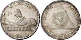 Parigi. 

Le Grand Sphinx 1804, gettone AR 9,04 g. Ø 26,9mm [1,9mm. D/ G.·. SPHINX Sfinge a sinistra su capitello; a sinistra geroglifico (chiave de...