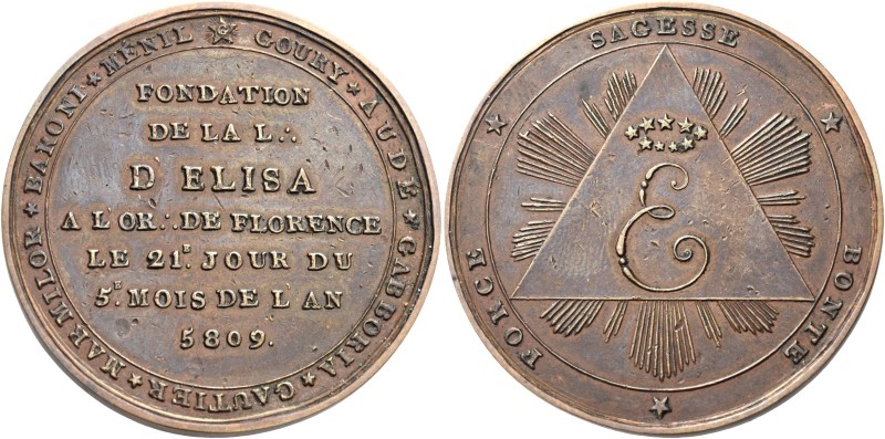Italia. 

FIRENZE, Elisa 1809, medaglia Æ 31,49 g. Ø 42,4mm [3,3mm D/ (stella)...