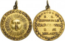Italia. 

Loggia Imperiale Carolina di Milano (1810), medaglia AR dorato, 15,80 g. Ø 37,2mm [1,4mm D/ R.·.L.·./ IMPERIALE/ CAROLINA/ O.·.DI.·. MILAN...