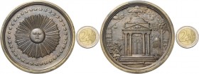 Italia. 

Loggia Carolina a Milano 1810, medaglia Æ 156,44 g. Ø 81,7mm [6,7mm D/ anepigrafe, sole androgene raggiante in corona a tutto tondo di 37 ...