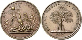 Italia. 

RAVENNA, Loggia Massonica della Pigneta dell'oriente di Ravenna 1806, medaglia Æ 64,37 g. Ø 53,4mm [3,6mm D/ .·.LA PIGNETA O.·.DI RAVENNA ...