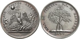 Italia. 

Loggia Massonica della Pigneta dell'oriente di Ravenna 1806, medaglia Peltro 65,02 g. Ø 53,2mm [3,7mm Come precedente.
Molto raro. Spl
...