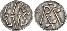 Milano. Carlo Magno re dei Franchi, 774-814. 

Denaro, AR 1,25 g. CARO / LVS. Rv. RXF in monogramma. Morrison-Grunthal 231 var. MEC 1, 733. MIR 2 va...