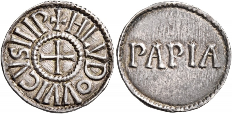 Pavia. Ludovico I il Pio, 814-840. 

Denaro, AR 1,78 g. + HLVDOVVICVS IMP Croc...