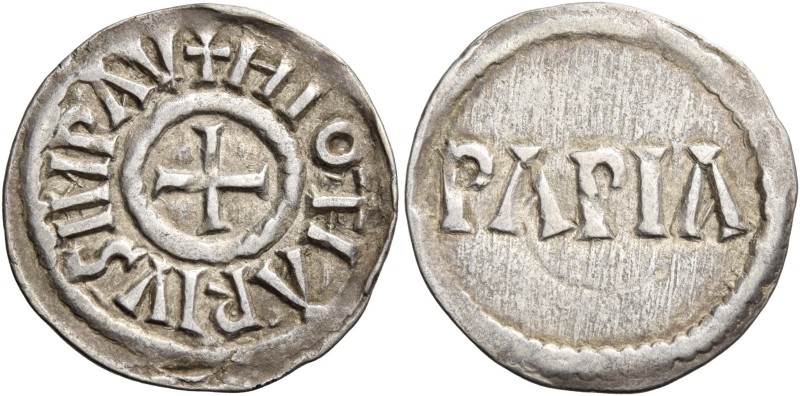 Pavia. Lotario I imperatore, 840-855. 

Denaro, AR 1,58 g. + HLOTARIVS IMP AV ...