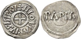 Pavia. Lotario I imperatore, 840-855. 

Denaro, AR 1,50 g. + HLOTARIVS IMP AV Croce patente. Rv. PAPIA. Morrison-Grunthal 556. MEC 1, 822. MIR 815....