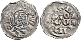 Pavia. Lotario II re d’Italia, 947-950. 

Denaro, AR 1,47 g. + HLOHTARIVRE Monogramma di Lotario. Rv. + PIIIITIANAR Nel campo PA / PIA. MEC1, 1027. ...
