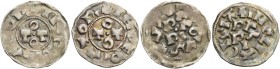 Pavia. Ottone I di Sassonia, 962-973 e Ottone II di Sassonia, 973-983. 

Lotto di due monete. Ottone I. Denaro, AR 1,26. MIR 827. Ottone II. Denaro,...
