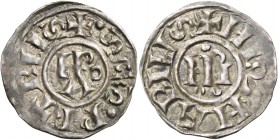 Roma. Leone IV con Lotario imperatore, 847-855. 

Denaro, AR 1,32 g. SCS PETRVS intorno a LEO PA in monogramma. Rv. HLoTHARIVS intorno a IMP in mono...