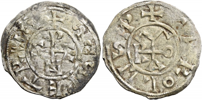 Roma. Stefano V con Carlo III il grosso, 885-891. 

Denaro, AR 1,28 g. + SCS P...