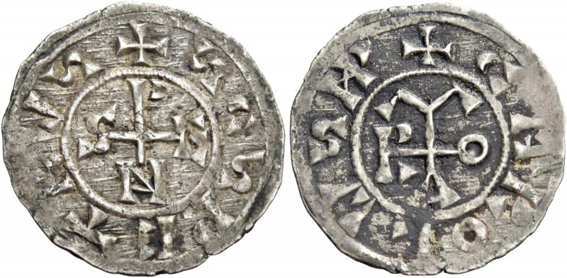 Roma. Stefano V con Carlo III il grosso, 885-891. 

Denaro, AR 1,23 g. + SCS P...