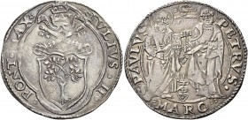 Ancona. Giulio II (Giuliano della Rovere), 1503-1513. 

Giulio, AR 3,67 g. IVLIVS II – PONT MAX Stemma sormontato da triregno e chiavi decussate ent...