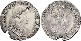 Bologna. Clemente VII (Giulio de’Medici), 1523–1534. 

Giulio, AR 3,98 g. CLEM VII PONT MAX Busto a d., con piviale ornato. Rv. BONONIA MATER STVDIO...