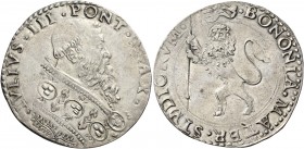 § Bologna. Giulio III (Giovanni Maria Ciocchi del Monte), 1550-1555. 

Bianco, AR 4,53. IVLIVS III PONT MAX Busto a d. con piviale ornato da imprese...
