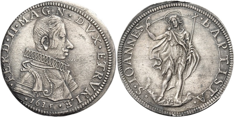 Firenze. Ferdinando II de’Medici 1621-1670. 

Piastra 1635, AR 32,58 g. FERD I...