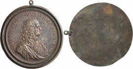 Firenze. Cosimo III de’Medici, 1670-1723. 

Medaglia-Placchetta uniface, Æ 200,45 g. Ø 94,5 mm. Opus: Massimiliano Soldani. COSMVS III D G MAGNVS DV...