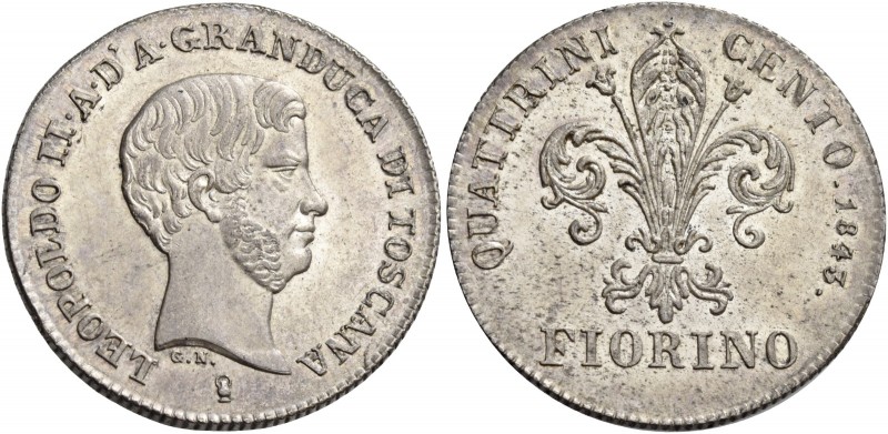 Firenze. Leopoldo II di Lorena, 1824-1859. 

Fiorino 1843. Pagani 133. MIR 453...