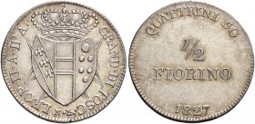 Firenze. Leopoldo II di Lorena, 1824-1859. 

Mezzo fiorino 1827. Pagani 141. MIR 454.
Raro. Spl