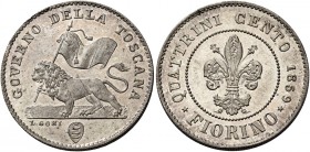 Firenze. Governo della Toscana, 1859. 

Fiorino 1859. Pagani 228. MIR 467.
Conservazione eccezionale, Fdc