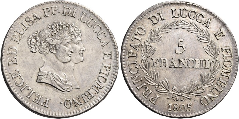 Lucca. Elisa Bonaparte e Felice Baciocchi, 1805-1814. 

Da 5 franchi 1805. Pag...