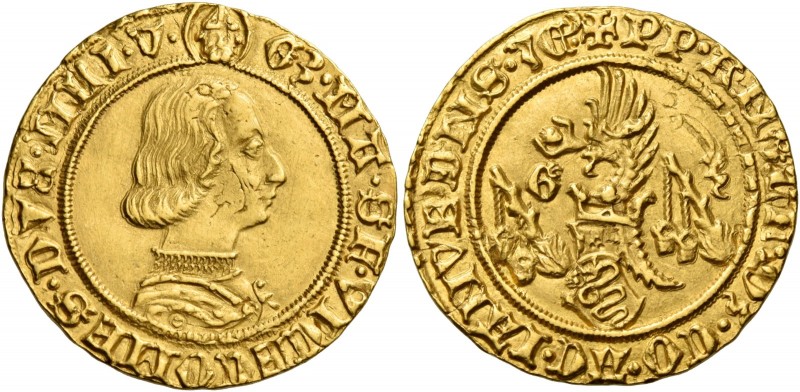 Milano. Galeazzo Maria Sforza, 1466-1476. 

Ducato, AV 3,55 g. Testina di S. A...