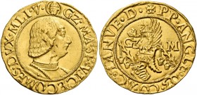 Milano. Galeazzo Maria Sforza, 1466-1476. 

Ducato, AV 3,49 g. Testina di S. Ambrogio G3 M SF VICECOMES DVX MLI V Busto adulto corazzato a d. Rv. + ...