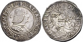 Milano. Galeazzo Maria Sforza, 1466-1476. 

Testone, AR 9,62 g. Testina di S. Ambrogio GALEAZ M SF VICECO DVX MLI QT Busto corazzato a d.; dietro, b...