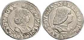 § Milano. Gian Galeazzo Maria Sforza e Ludovico Maria Sforza detto ”il Moro” tutore, 1481-1494. 

Testone, AR 9,68 g. Testina di S. Ambrogio IO GZ M...