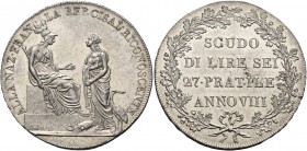 Milano. Repubblica Cisalpina, 1800-1802. 

Scudo da 6 lire anno VIII (1800). Pagani 8. Crippa 1. MIR 477.
Fondi lucenti, q.Fdc