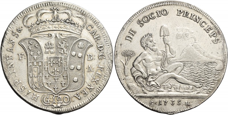 Napoli. Carlo di Borbone, 1734-1759. 

Piastra 1735, AR 25,22. CAR D G REX NEA...