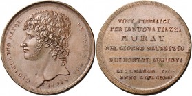 Napoli. Gioacchino Murat, 1808-1815. 

Medaglia 1809, Æ 30,78. Ø 40 mm. Voti pubblici per la piazza Murat (opus: Rega, d’Andrea, Arnaud). GIOACCHINO...