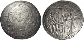 Palermo. Guglielmo I re, 1154-1166. 

Ducale 1156, AR 2,11 g. IC – XC Busto nimbato del Redentore di fronte, con il Vangelo nella mano s. Rv. W REX ...