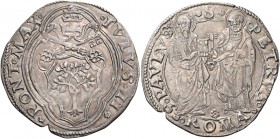 Roma. Giulio II (Giuliano della Rovere), 1503-1513. 

Giulio, AR 3,52 g. IVLIVS II – PONT MAX Stemma sormontato da triregno e chiavi decussate entro...