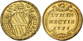 Roma. Clemente XII (Lorenzo Corsini), 1730-1740. 

Scudo anno V/1735, AV 3,08 g. CLEMENS – XII P M A V Stemma sormontato da triregno e chiavi decuss...