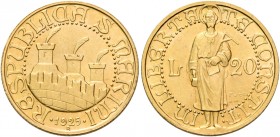 San Marino. Repubblica. I periodo, 1864-1938. 

Da 20 lire 1925. Pagani 341.
Rara. q.Fdc