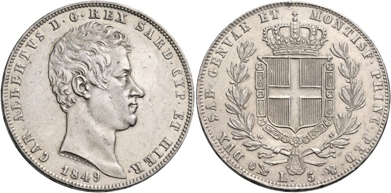 Savoia. Carlo Alberto, 1831-1849. 

Da 5 lire 1849 Genova. Pagani 265. MIR 104...