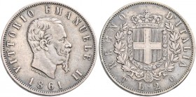 Savoia. Vittorio Emanuele II re d’Italia, 1861-1878. 

Da 2 lire 1861 Torino. Pagani 504. MIR 1083a.
Rarissima. Buon BB

Ex asta Montenapoleone 5...