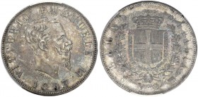 Savoia. Vittorio Emanuele II re d’Italia, 1861-1878. 

Da 2 lire 1863 Napoli. Pagani 506. MIR 1083c.
In slab PCGS MS61, n. di rif. 338118.61/386016...