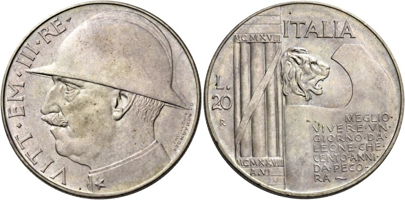 Savoia. Vittorio Emanuele III re d’Italia, 1900-1946. 

Da 20 lire 1928. Pagan...