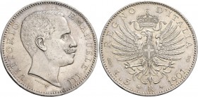 Savoia. Vittorio Emanuele III re d’Italia, 1900-1946. 

Da 5 lire 1901. Pagani 706. MIR 1134a.
Rarissima. Migliore di Spl