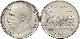 Savoia. Vittorio Emanuele III re d’Italia, 1900-1946. 

Da 50 centesimi 1919 liscio. Prova. Pagani prove 277.
Molto rara. q.Fdc