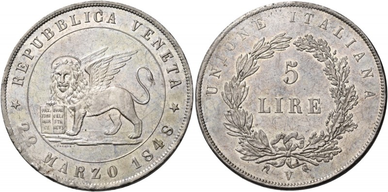 Venezia. Governo provvisorio, 1848. 

Da 5 lire 1848 (22 marzo). Pagani 177.
...