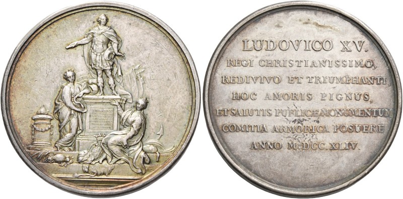 Francia. Luigi XV, 1715-1774. 

Medaglia 1744, AR 34,77 g. Ø 41,5 mm. Il re su...