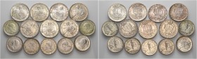 Lotti multipli. 

Lotto di quattordici monete. San Marino. Repubblica. I periodo, 1864-1938. Da 10 lire 1931, 1932, 1933, 1935, 1936, 1937, 1938. Pa...