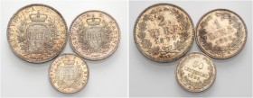 Lotti multipli. 

Lotto di tre monete. San Marino. Repubblica. I periodo, 1864-1938. Da 2 lire 1898. Pagani 365. Lira 1898. Pagani 367. Da 50 centes...