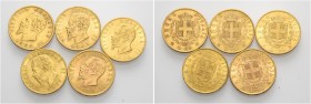 Lotti multipli. 

Lotto di cinque monete. Savoia. Vittorio Emanuele II re d’Italia, 1861-1878. Da 20 lire 1862 Torino, 1863 Torino, 1865 Torino (2),...