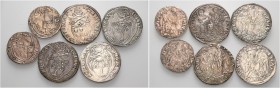 Lotti multipli. 

Lotto di sei monete. Stato Pontificio. Giulio II, 1503-1513. Roma. Giulio AR. MIR 562/3. Ancona. Giulio (2). MIR 598, 600/1. Cleme...