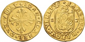 Giovanni I Corner, 1625-1629. 

Doppia, AV 6,75 g. Stella IOAN CORNEL DVX VENE Croce ornata e fiorita. Rv. + SANCTVS MARCVS VENETVS Leone in soldo, ...