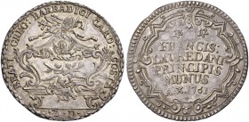 Francesco Loredan, 1752-1762. 

Osella anno X/1761, AR 9,76 g. BEATI – GREG BARBADICI CARD – COSTA Urna riccamente ornata e sormontata dalle insegne...